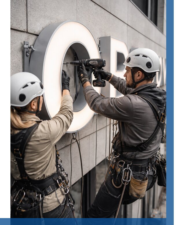 Монтаж световых букв в Климовске от 3038 р. под ключ ВЫСОТНИК-Клс