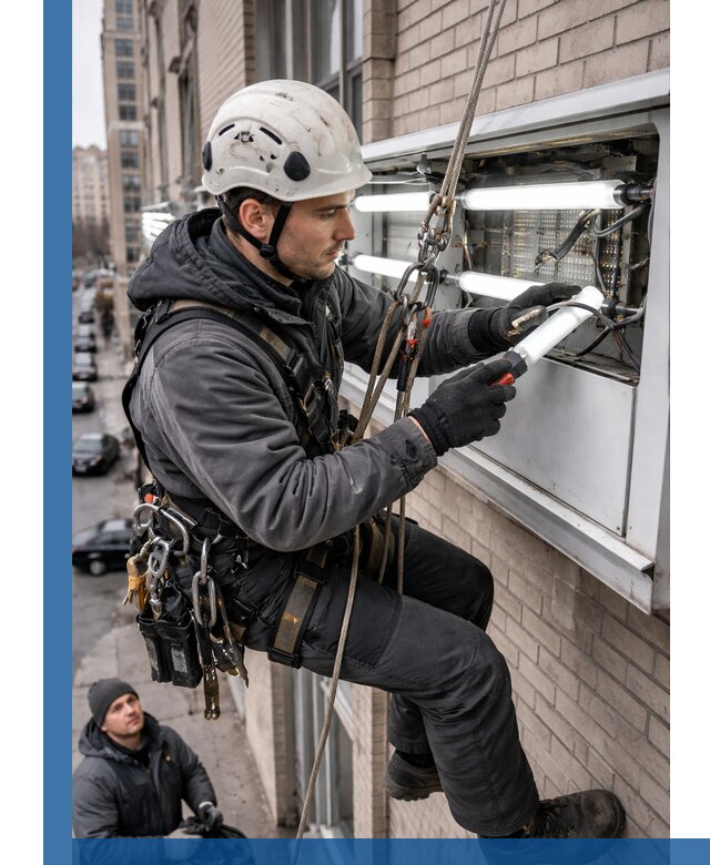 Профессиональная замена ламп в наружной вывеске в Климовске