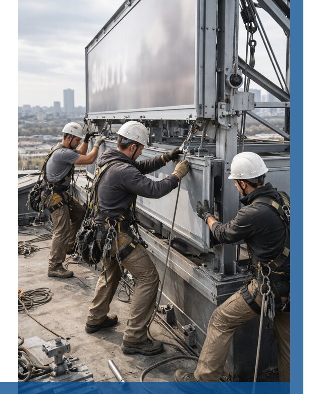 Монтаж крышной рекламной конструкции в Климовске от 60768 р.|ВЫСОТНИК-Клс