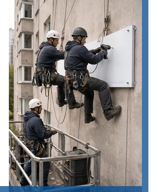 Монтаж табличек и указателей в Климовске от 3545 р. | ВЫСОТНИК-Клс