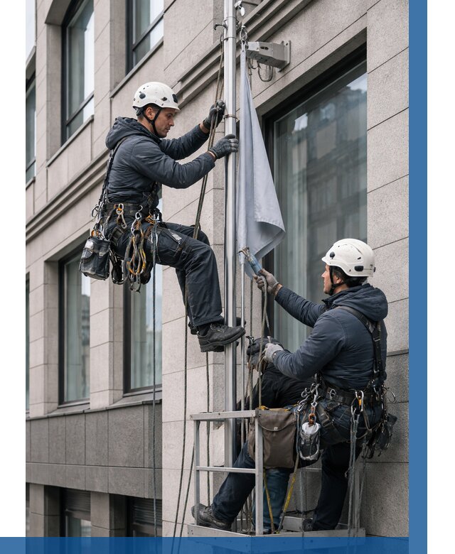 Установка флагов на фасаде в Климовске от 4558 р. | ВЫСОТНИК-Клс