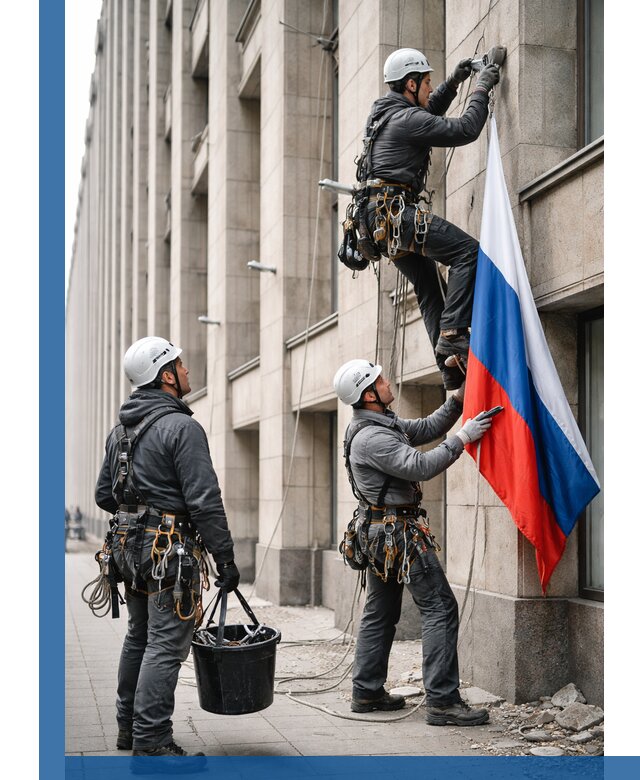 Профессиональная установка флагов на фасаде в Климовске