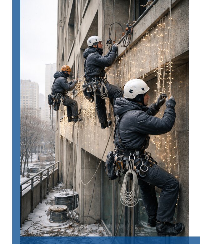 Монтаж новогодней иллюминации и украшение фасадов в Климовске