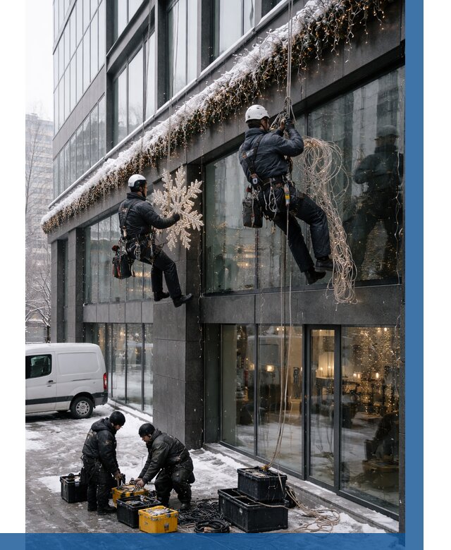 Демонтаж новогоднего оформления в Климовске от 5570 р. | ВЫСОТНИК-Клс