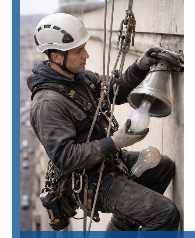 Замена ламп на высоте в Климовске профессионально и быстро