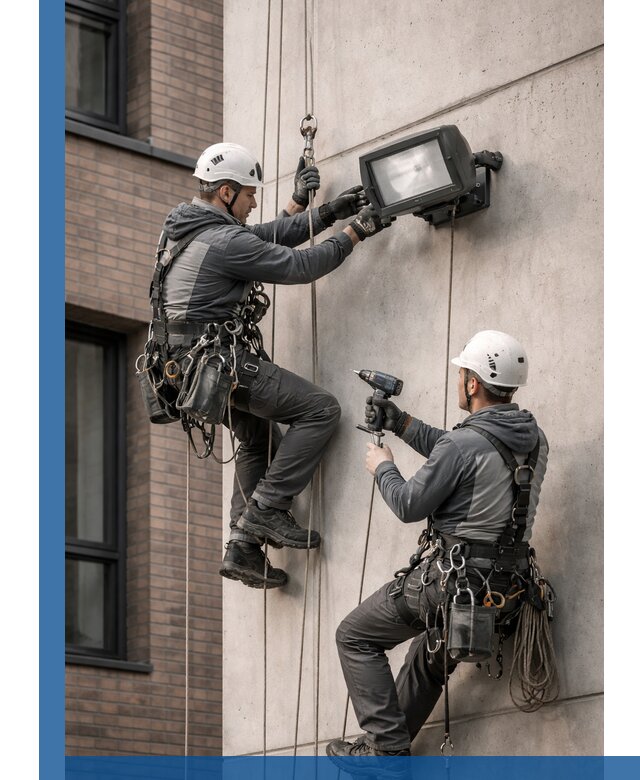 Профессиональный монтаж фасадных прожекторов в Климовске под ключ