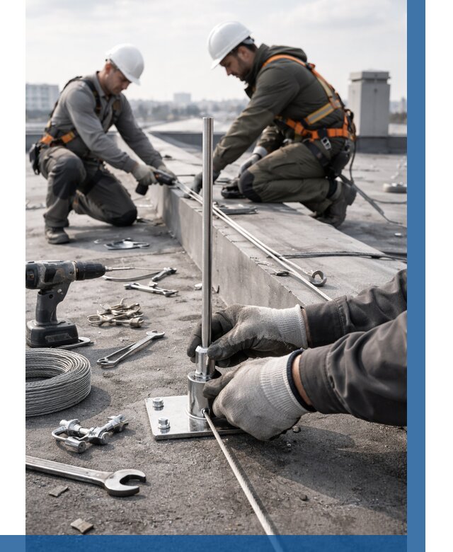 Монтаж молниезащиты на кровле в Климовске цена от 25320 р. | ВЫСОТНИК-Клс