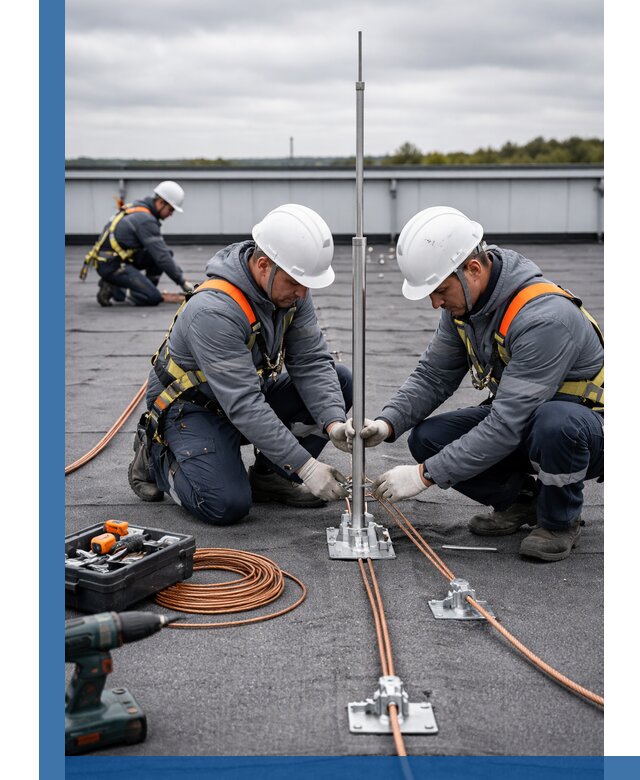 Монтаж молниезащиты на кровле в Климовске под ключ с гарантией