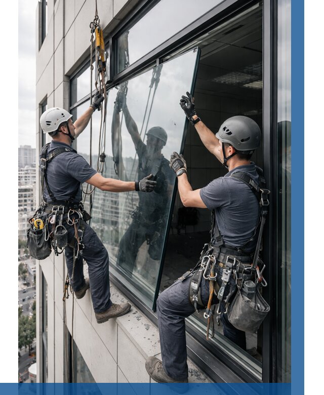 Замена стеклопакетов на высоте в Климовске от 5570 р. | ВЫСОТНИК-Клс