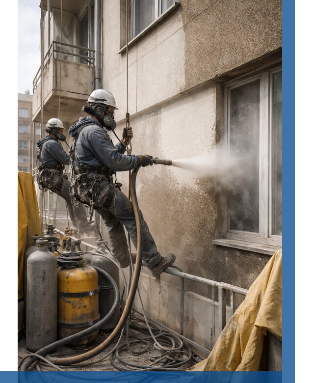 Пескоструйная очистка фасада в Климовске от 658 р. | ВЫСОТНИК-Клс