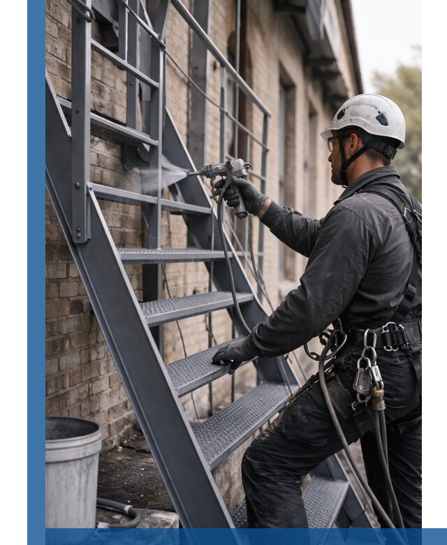 Покраска и антикоррозионная защита пожарных лестниц в Климовске