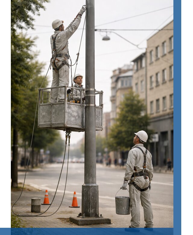 Покраска опор освещения в Климовске от 5064 р. | ВЫСОТНИК-Клс
