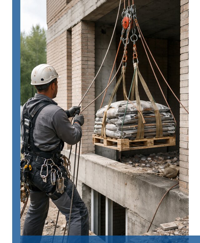 Подъем материалов на этаж веревками в Климовске оперативно