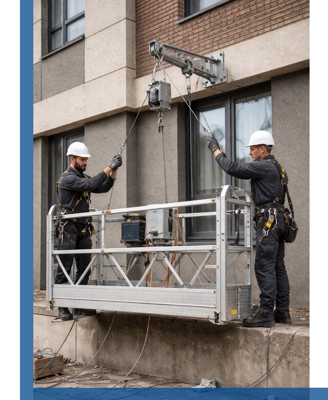 Монтаж и подъем фасадной люльки в Климовске с гарантией безопасности