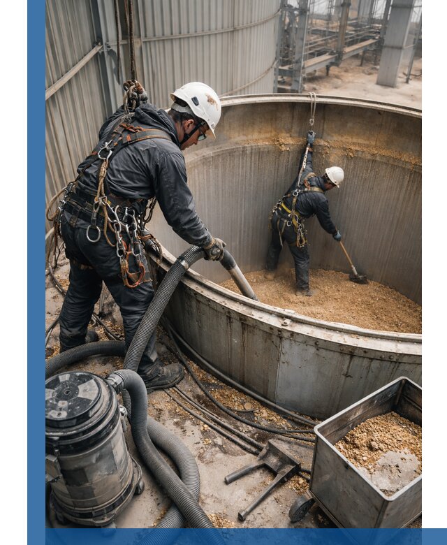 Профессиональная чистка зерновых бункеров в Климовске с выездом